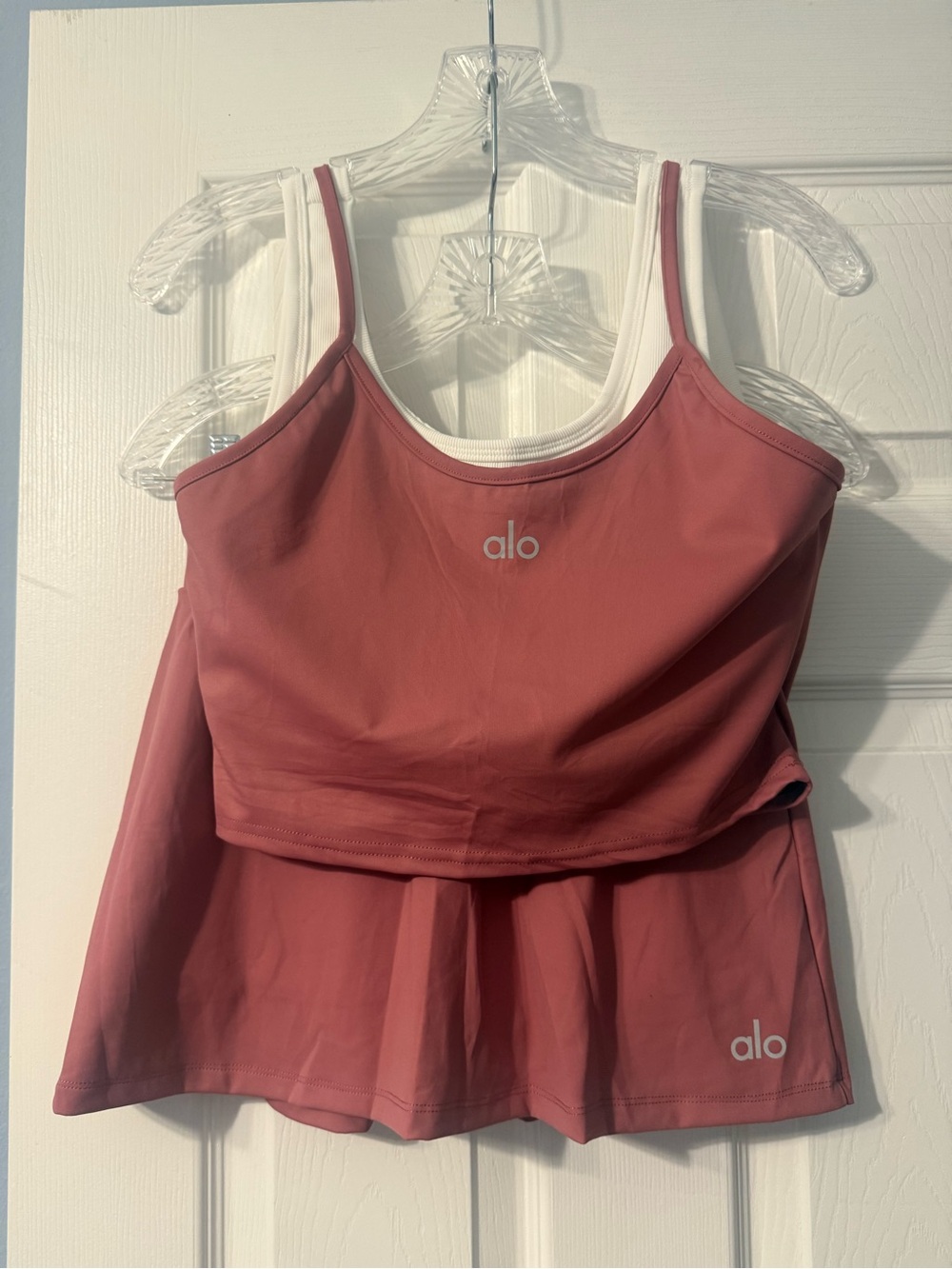 ALO Yoga Women's Layered Tank in Rose and White